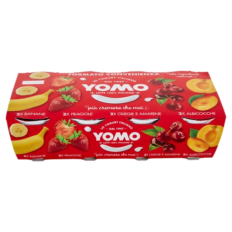 Yomo Yogurt Banane, Fragole, Ciliegie e Amarene, Albicocche 8 x 125 g